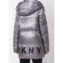 DKNY Sport Metallic Silver Longline Down Puffer Jacket Coat Image 2
