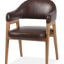 Pair of Leather & Oak Dining Chairs - Like New Image 4