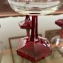 Vintage Luminarc Ruby Red Wine Glass Hexagonal Base Made in France Image 8
