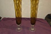 Matching pair of Antique Amber Glass Vases