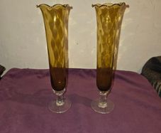 Matching pair of Antique Amber Glass Vases