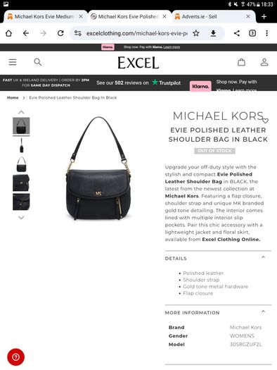 Michael Kors - Evie Medium Shoulder Crossbody Bag - Black - As New RRP 225
