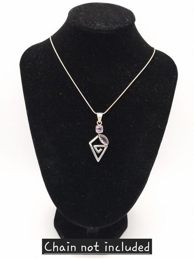 Silver Amethyst Geometric Spiral Pendant
