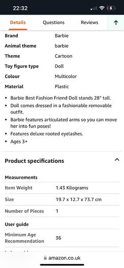 Large Barbie Doll 70cm Doll Friend.