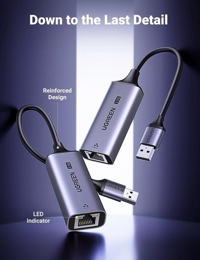 USB Ethernet Adapter, 2.5Gbps High-Speed Network Adapter for Gaming, USB 3.2 Gen 1 RJ45 Gigabit LAN Adaptor, Compatible with PC, Laptop, Router, Surface Pro, Steam Deck