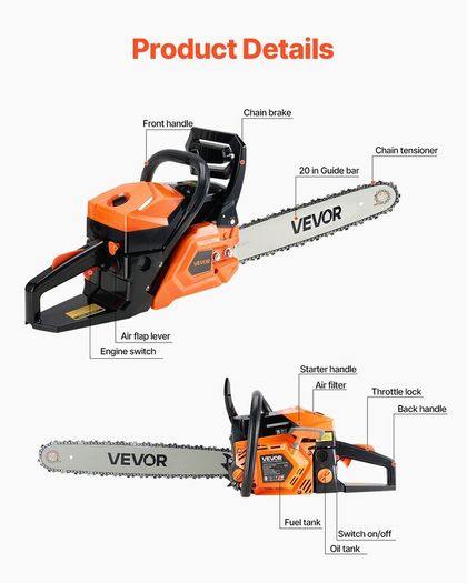 62cc Petrol Chainsaw with 20in Bar