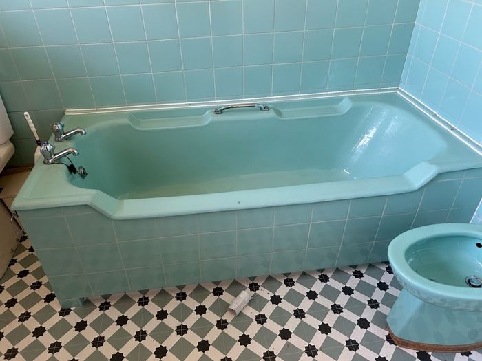 Vintage bath, bidet, basin and pedestal