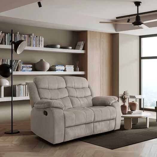 2 Seater Fabric Recliner Sofa, Brown - Brand new