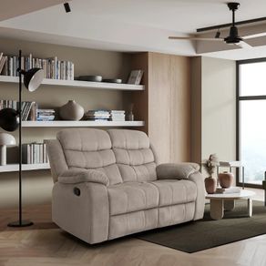 2 Seater Fabric Recliner Sofa, Brown - Brand new