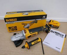 DeWALT 18V XR Cordless Brushless Flat Head Angle Grinder + 5x 125MM x1.1MM XR Extreme Runtime Inox Ceramic Cutting Discs. / DeWALT TSTAK II Carry Case  For 18V XR Cordless Brushless Angle Grinder Removable Insert. Xmas Gift Ideas Winter Sale Now On