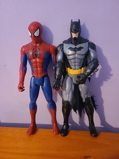 Spiderman and Batman action figures