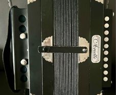 Ariette Button Accordion, Black with Red Bellows