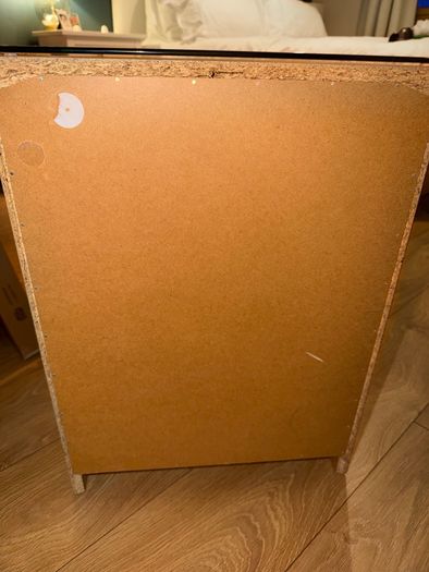 2x Ikea Malm Oak bedside lockers with glass tops