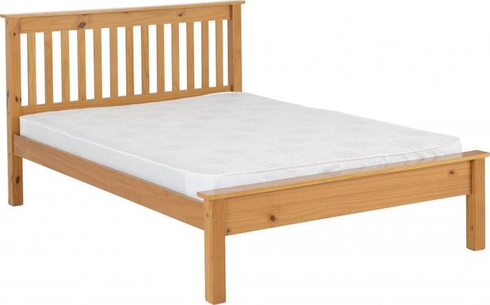 Monaco 4'6" Bed Low Foot End in White And Antique Pine