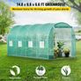 NEW SALE | Walk-in Tunnel Greenhouse, 15 x 7 x 7 ft Portable Plant Hot House w/ Galvanized Steel Hoops, 1 Top Beam, 2 Diagonal Poles, 2 Zippered Doors & 8 Roll-up Windows, Green Image 2