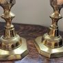 Antique brass Queen of Diamonds candlesticks pair Image 4