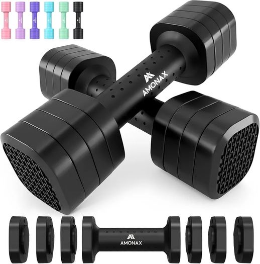Adjustable Dumbbells Set, 1kg/2kg/3kg/4kg/5kg Dumbbell Pair, 4-in-1 and 5-in-1 Weights Dumbbells Set Women Men, Free Weights for Home Gym, Workout Hand Weights for Strength Training
