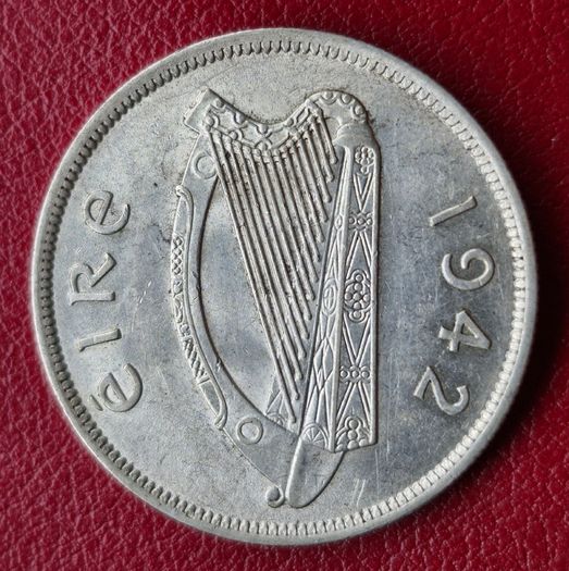 Ireland 1942 Excellent Silver Half Crown Coin