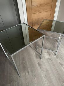 Mirror Glass nesting side tables (metal)