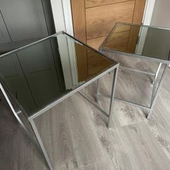 Mirror Glass nesting side tables (metal)