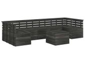 7 Piece Garden Pallet Lounge Set Solid Pinewood Dark Grey