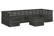 7 Piece Garden Pallet Lounge Set Solid Pinewood Dark Grey