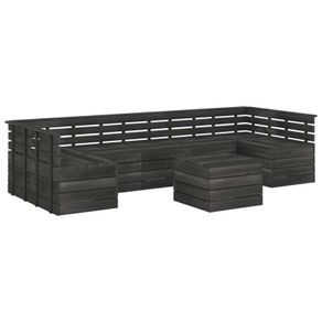 7 Piece Garden Pallet Lounge Set Solid Pinewood Dark Grey