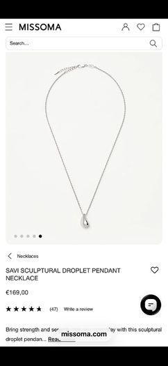 Missoma jewellery Savi sculptural droplet pendant necklace