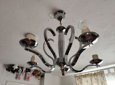 Modern 5 Arm Chrome Ceiling Light Chandelier Pendant Fitting