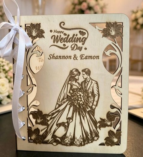 Wooden Wedding Card, Laser Cut & Engraved!