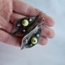 Handmade leaf shaped earrings, silver hooks, leaves earrings Image 3
