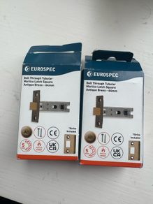 Eurospec Bolt Through Tubular Mortice Latches - Antique Brass (64mm)
