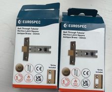 Eurospec Bolt Through Tubular Mortice Latches - Antique Brass (64mm)