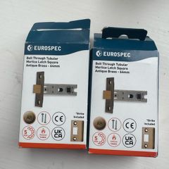 Eurospec Bolt Through Tubular Mortice Latches - Antique Brass (64mm)