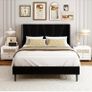 Double Bed Frame with Headboard, Velvet Geometric Tufted Upholstered Platform Bed Frames, Contemporary Mattress Foundation, No Box Spring Needed, Noise Free, Easy Assembly, Black Image 8