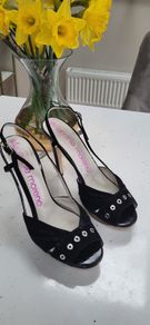 Stephanie Moreno Black peep-toe platform sling back heels - Sz 39 (Fit 6.5-7UK) - RRP 129 (New)