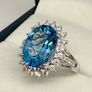 Topaz & White Zircon Statement Halo Ring Image 4