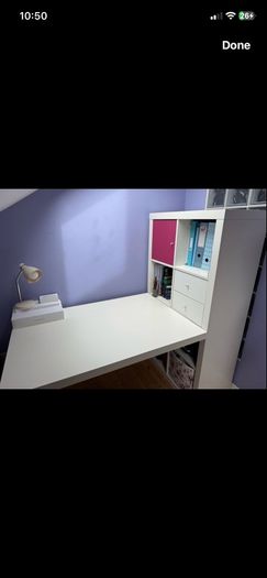 Attractive White Desk with Bookshelves attached
