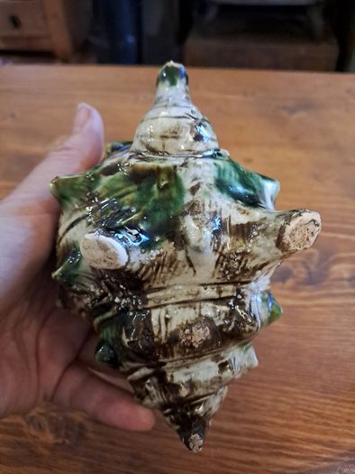 1950s Vintage Japanese Majolica Conch Shell Teapot