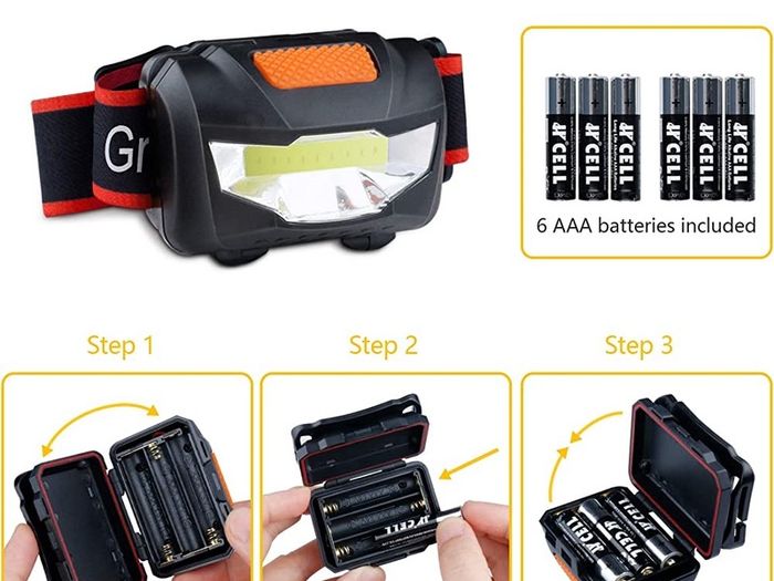 LED Head Torch, [2 Pack] COB Headlamp Super Bright Headlight, Adjustable with 3 Modes, Lightweight for Running, Camping, Fishing (FREE POSTAGE)