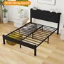 Double Bed Frame with Wooden Storage Shelf Headboard Image 8