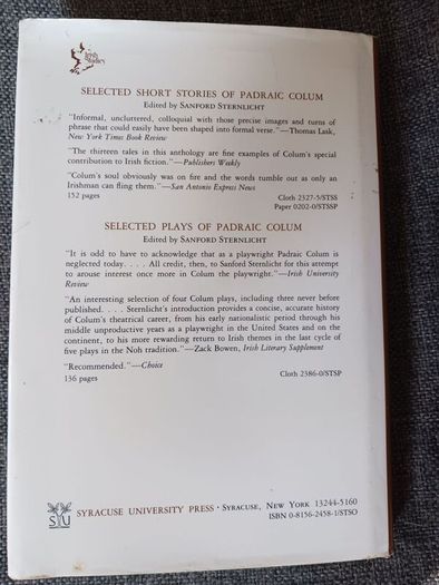 Selected Poems of Padraic Colum/1989/1st edition/ Syracuse University Press