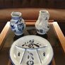 Set of Two Vintage German Salt Glazed stoneware Jugs and a French Fondue or Nibbles Plate. Image 2