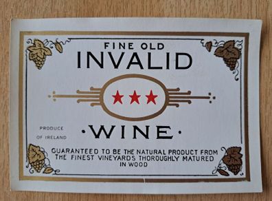Vintage fine old Invalid wine label