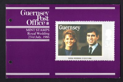 1986 Guernsey Royal Wedding Prince Andrew & Sarah Ferguson Commemorative stamps Presentation Pack