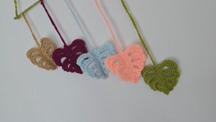 Handmade crochet leaf wall hanging