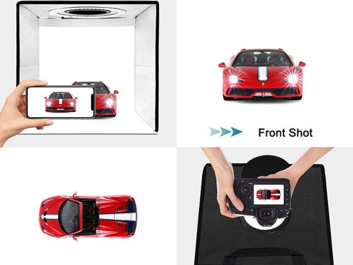 Light Box Photography 30cm/12"x12" Portable Photo-Box Booth, Mini Shooting Tent Kit with 112 LED Lights Dimmable, 6 Photo Backdrops for Product Photography (FREE POSTAGE)