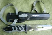 A Paget diving knife. Model Z16631. Complete with safety sheath and holster and rubber straps. (35 each)