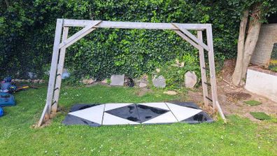 monkey bars and gymnastics mat