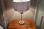 New Bedside Lampl / Table Lamp Twin Bulb Grey lamp Shade,  metal &amp; glass construction